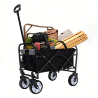 Collapsible Utility Wagon With All-Terrain Wheels For Beach Camping Shopping And Gardening Supports 225lbs
