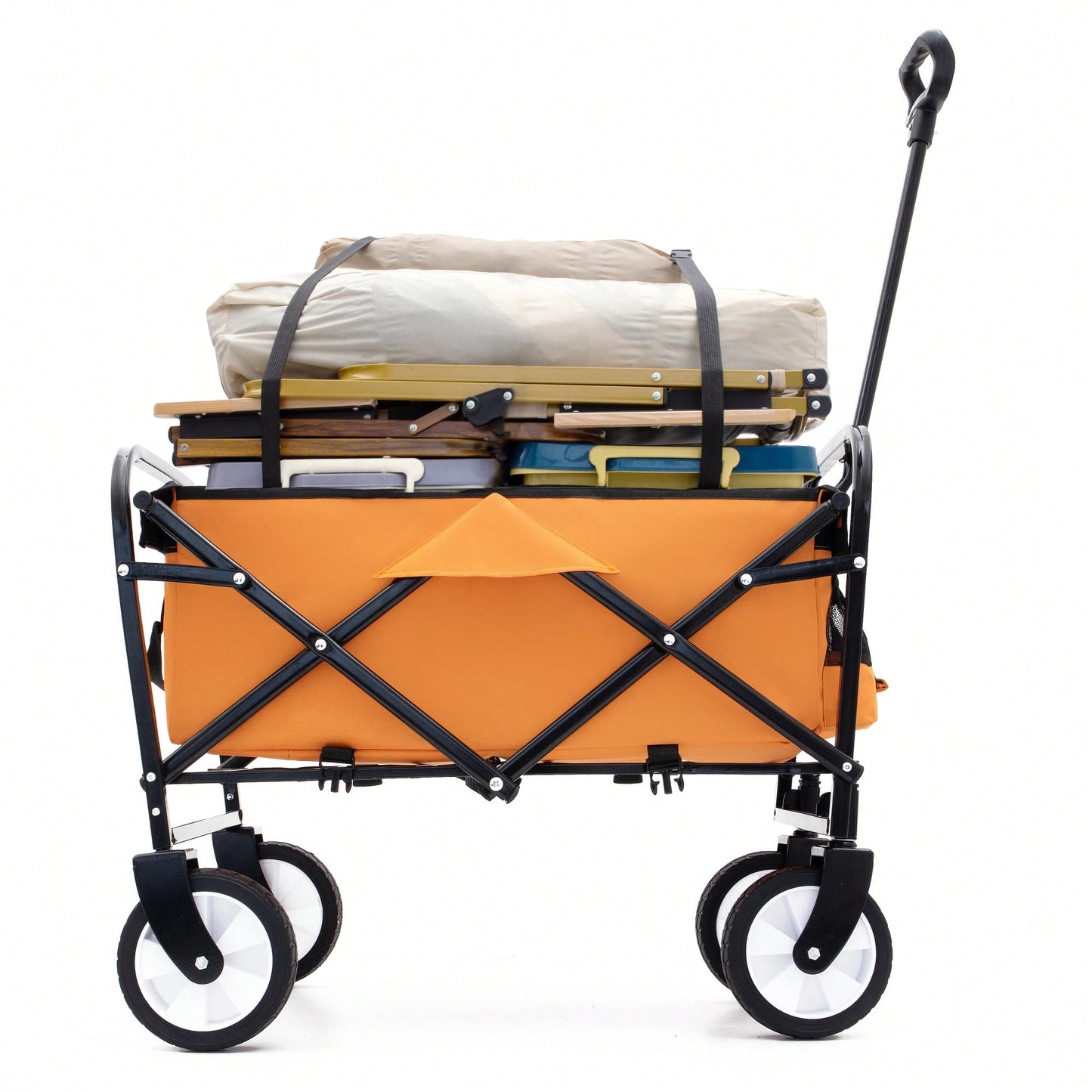 Collapsible Utility Wagon With All-Terrain Wheels For Beach Camping Shopping And Gardening Supports 225lbs