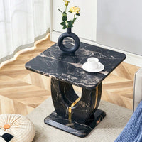 Modern Minimalist Black Marble Square Coffee Table For Cozy Living Spaces