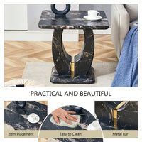 Modern Minimalist Black Marble Square Coffee Table For Cozy Living Spaces