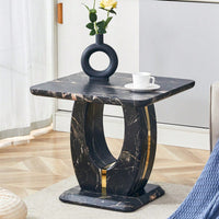 Modern Minimalist Black Marble Square Coffee Table For Cozy Living Spaces