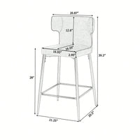 Modern 28 Inch Counter Height Bar Stools Set Of 2 With PU Leather Upholstery And Metal Footrest For Kitchen Island And Dining Room Gray