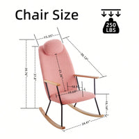 Adjustable Headrest Rocking Chair With High Backrest Modern Leather Upholstered Glider For Nursery Bedroom Living Room Comfort Brown