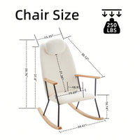 Adjustable Headrest Rocking Chair With High Backrest Modern Leather Upholstered Glider For Nursery Bedroom Living Room Comfort Brown