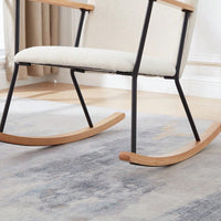 Adjustable Headrest Rocking Chair With High Backrest Modern Leather Upholstered Glider For Nursery Bedroom Living Room Comfort Brown