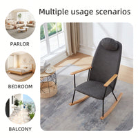 Adjustable Headrest Rocking Chair With High Backrest Modern Leather Upholstered Glider For Nursery Bedroom Living Room Comfort Brown