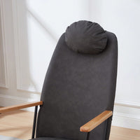 Adjustable Headrest Rocking Chair With High Backrest Modern Leather Upholstered Glider For Nursery Bedroom Living Room Comfort Brown