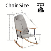 Adjustable Headrest Rocking Chair With High Backrest Modern Leather Upholstered Glider For Nursery Bedroom Living Room Comfort Brown