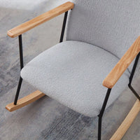 Adjustable Headrest Rocking Chair With High Backrest Modern Leather Upholstered Glider For Nursery Bedroom Living Room Comfort Brown