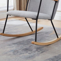Adjustable Headrest Rocking Chair With High Backrest Modern Leather Upholstered Glider For Nursery Bedroom Living Room Comfort Brown