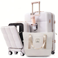 Light Grey 3-Piece Luggage Set With 20 Inch Front-Opening Carry-On 28 Inch Expandable Suitcase And Expandable Travel Bag