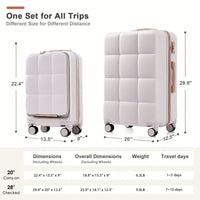 Light Grey 3-Piece Luggage Set With 20 Inch Front-Opening Carry-On 28 Inch Expandable Suitcase And Expandable Travel Bag