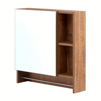 Wall Mounted Bathroom Mirror Cabinet With Shelves And Towel Rack For Over Toilet Storage