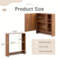 Wall Mounted Bathroom Mirror Cabinet With Shelves And Towel Rack For Over Toilet Storage