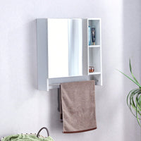 Wall Mounted Bathroom Mirror Cabinet With Shelves And Towel Rack For Over Toilet Storage