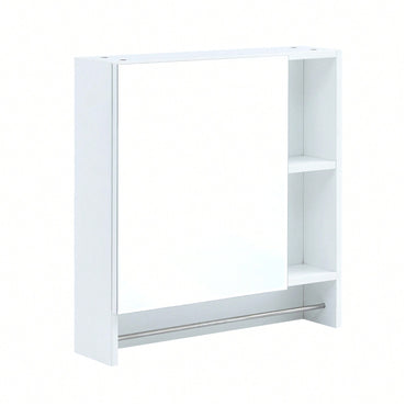 Wall Mounted Bathroom Mirror Cabinet With Shelves And Towel Rack For Over Toilet Storage