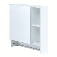 Wall Mounted Bathroom Mirror Cabinet With Shelves And Towel Rack For Over Toilet Storage