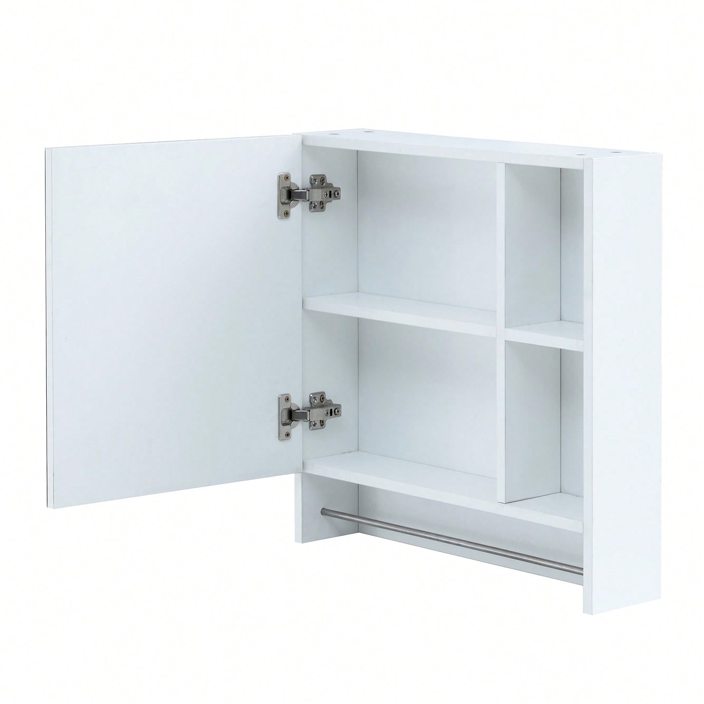 Wall Mounted Bathroom Mirror Cabinet With Shelves And Towel Rack For Over Toilet Storage