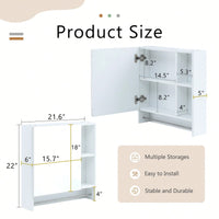 Wall Mounted Bathroom Mirror Cabinet With Shelves And Towel Rack For Over Toilet Storage