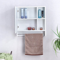 Wall Mounted Bathroom Mirror Cabinet With Shelves And Towel Rack For Over Toilet Storage