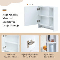 Wall Mounted Bathroom Mirror Cabinet With Shelves And Towel Rack For Over Toilet Storage