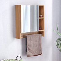 Wall Mounted Bathroom Mirror Cabinet With Shelves And Towel Rack For Over Toilet Storage