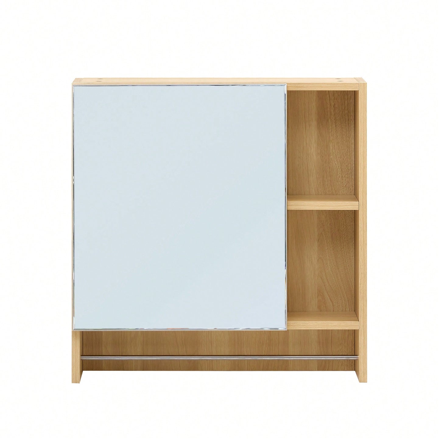 Wall Mounted Bathroom Mirror Cabinet With Shelves And Towel Rack For Over Toilet Storage