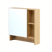 Wall Mounted Bathroom Mirror Cabinet With Shelves And Towel Rack For Over Toilet Storage