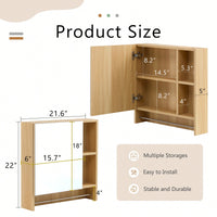 Wall Mounted Bathroom Mirror Cabinet With Shelves And Towel Rack For Over Toilet Storage