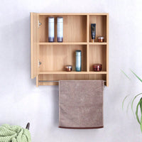 Wall Mounted Bathroom Mirror Cabinet With Shelves And Towel Rack For Over Toilet Storage