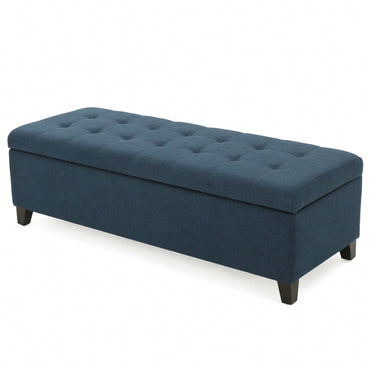 Versatile Storage Ottoman With Soft Fabric Upholstery And Hidden Compartment For Living Room Or Bedroom Use