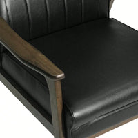 Stylish Mid Century Modern Upholstered Accent Chair In Matte Black Faux Leather For Living Room Or Office Decor