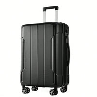 Expandable 3 Piece Hard Shell Luggage Set With Double Spinner Wheels And TSA Lock - 20 24 28 Inch Black Travel Suitcases