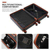 4 Piece Hard Shell Luggage Set With Front Pocket TSA Lock USB Port Universal Wheels Black Carry-On Bags 20 24 28 Inch