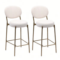 29 Inch Upholstered Bar Stools Set Of 2 Creamy White Faux Leather Counter Chairs With Backrest And Footrest For Kitchen Dining