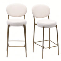 29 Inch Upholstered Bar Stools Set Of 2 Creamy White Faux Leather Counter Chairs With Backrest And Footrest For Kitchen Dining