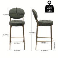 29 Inch Upholstered Bar Stools Set Of 2 Creamy White Faux Leather Counter Chairs With Backrest And Footrest For Kitchen Dining