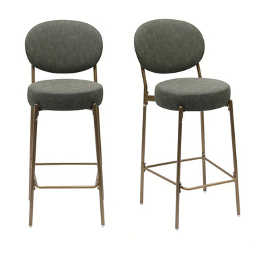29 Inch Upholstered Bar Stools Set Of 2 Creamy White Faux Leather Counter Chairs With Backrest And Footrest For Kitchen Dining