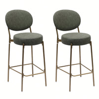 29 Inch Upholstered Bar Stools Set Of 2 Creamy White Faux Leather Counter Chairs With Backrest And Footrest For Kitchen Dining