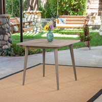 Acacia Wood Outdoor Square Table With Straight Legs For Patio And Garden Use Gray