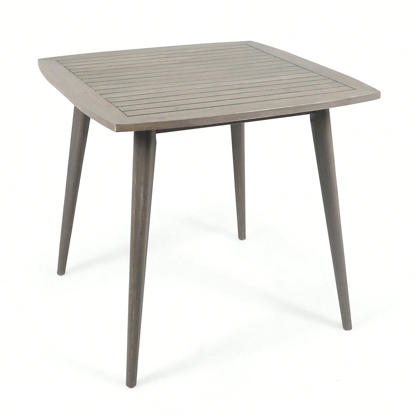 Acacia Wood Outdoor Square Table With Straight Legs For Patio And Garden Use Gray