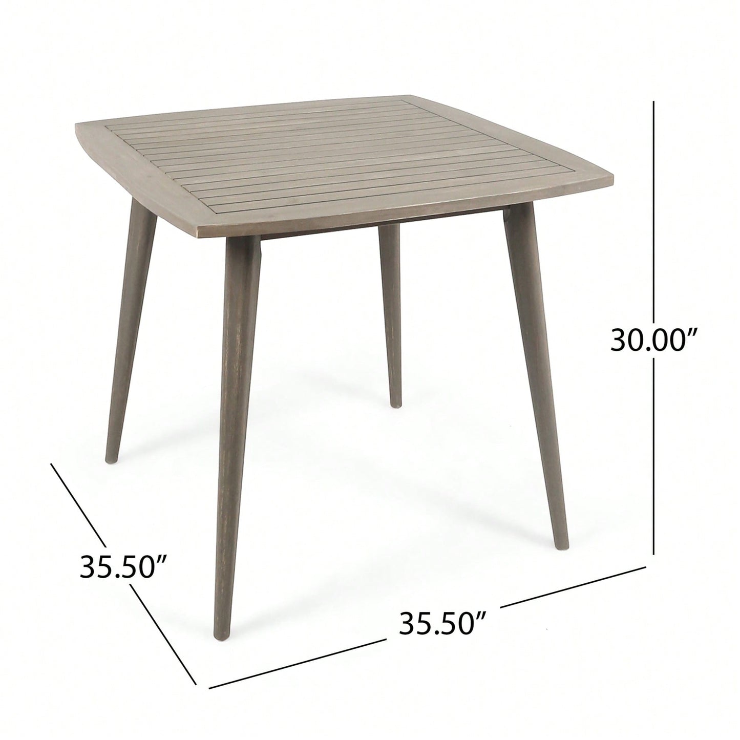 Acacia Wood Outdoor Square Table With Straight Legs For Patio And Garden Use Gray