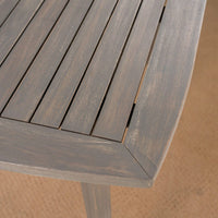 Acacia Wood Outdoor Square Table With Straight Legs For Patio And Garden Use Gray