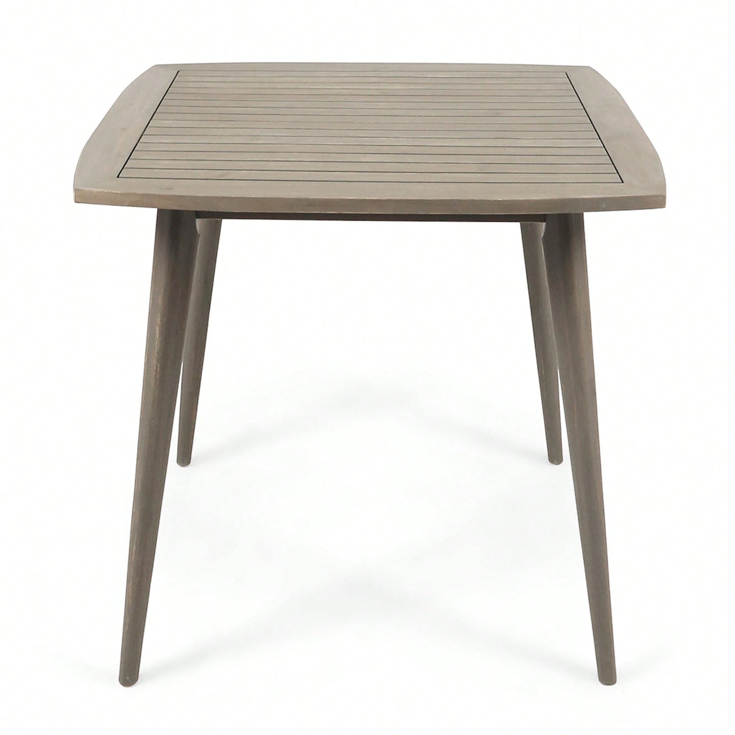 Acacia Wood Outdoor Square Table With Straight Legs For Patio And Garden Use Gray