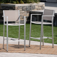 29.5 Inch Barstools With Silver Aluminum Frame And Grey Mesh Seating - Set Of 2