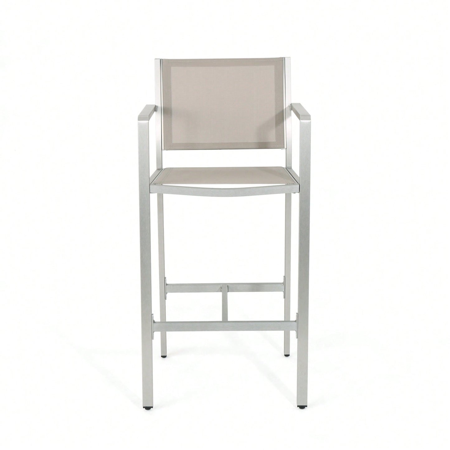 29.5 Inch Barstools With Silver Aluminum Frame And Grey Mesh Seating - Set Of 2