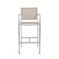29.5 Inch Barstools With Silver Aluminum Frame And Grey Mesh Seating - Set Of 2