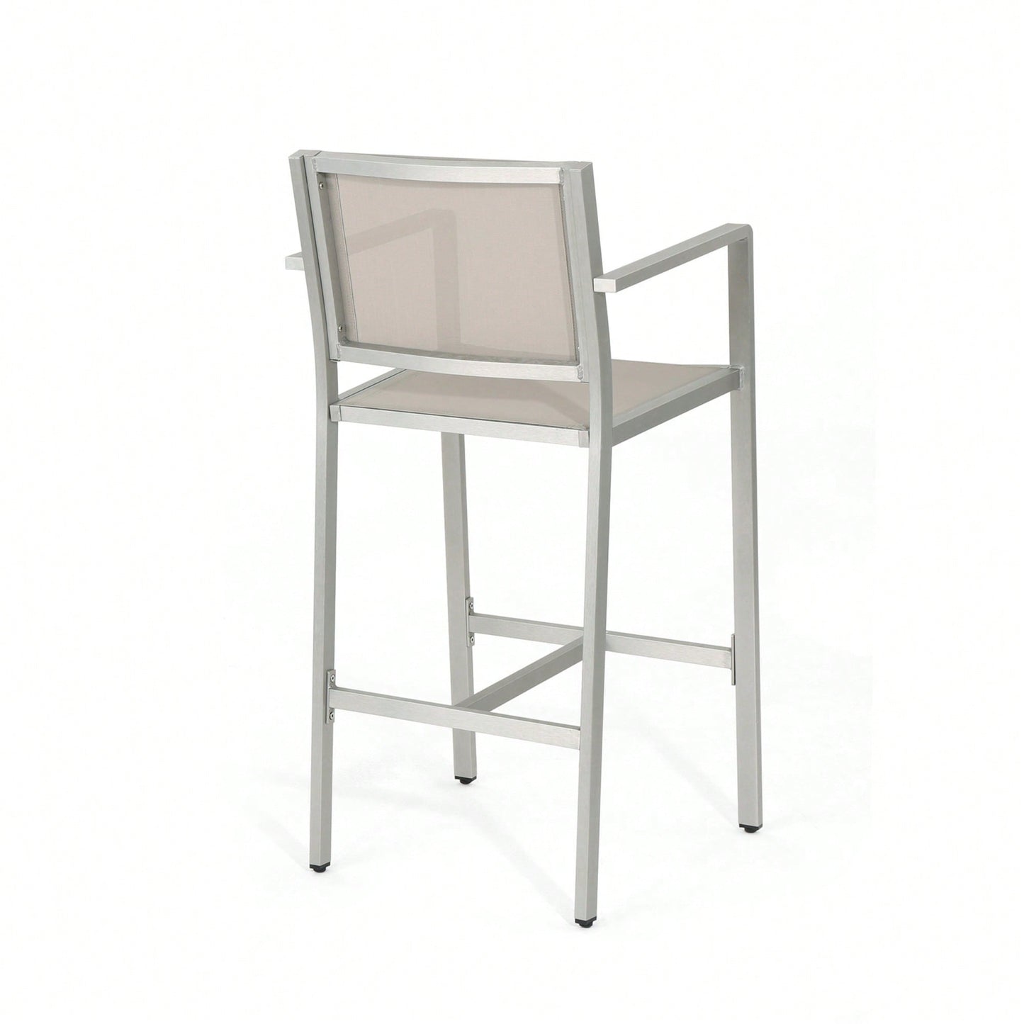 29.5 Inch Barstools With Silver Aluminum Frame And Grey Mesh Seating - Set Of 2