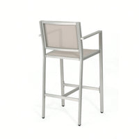 29.5 Inch Barstools With Silver Aluminum Frame And Grey Mesh Seating - Set Of 2