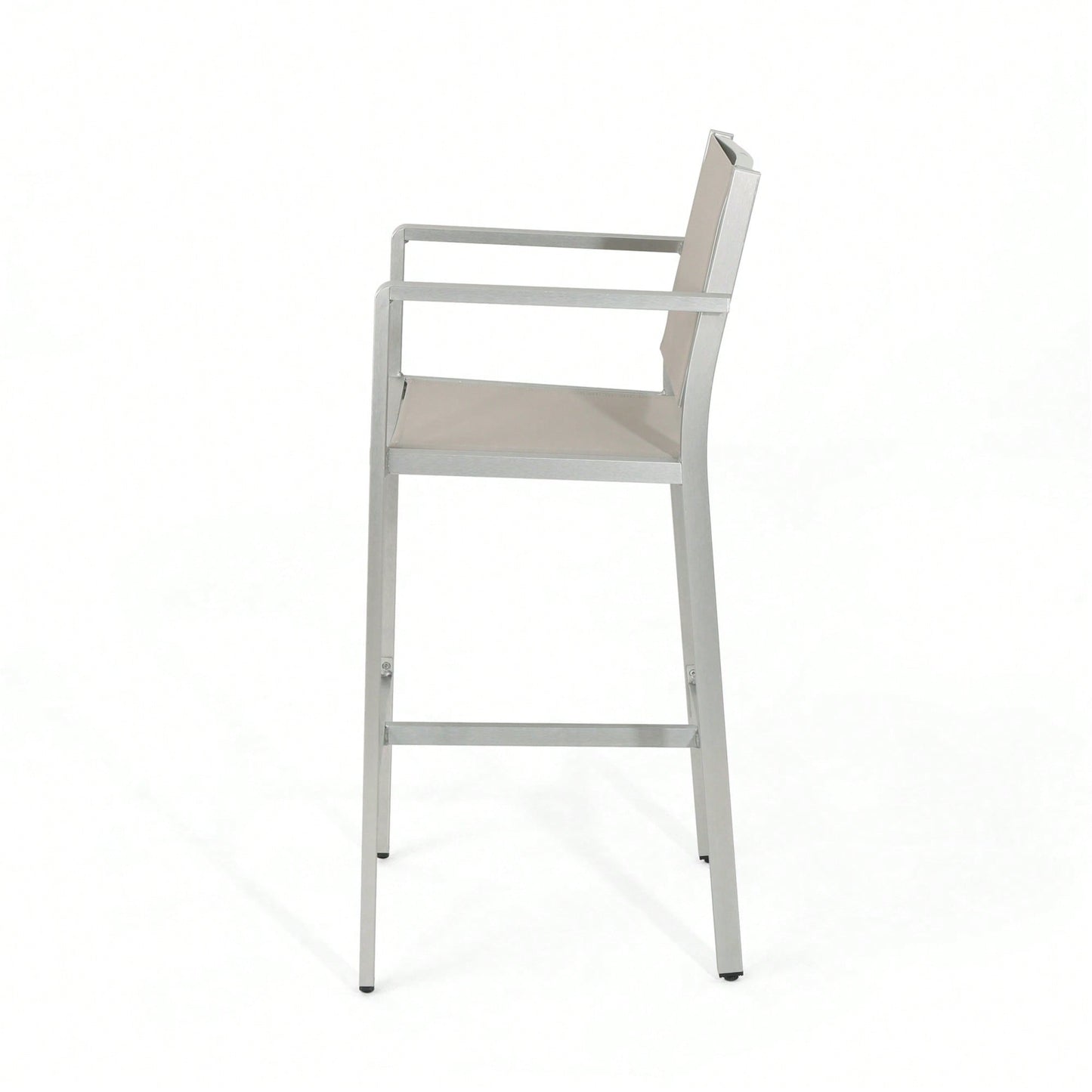 29.5 Inch Barstools With Silver Aluminum Frame And Grey Mesh Seating - Set Of 2